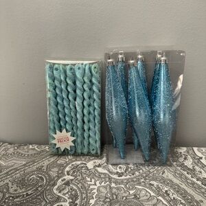 Blue Glitter Ornaments Set